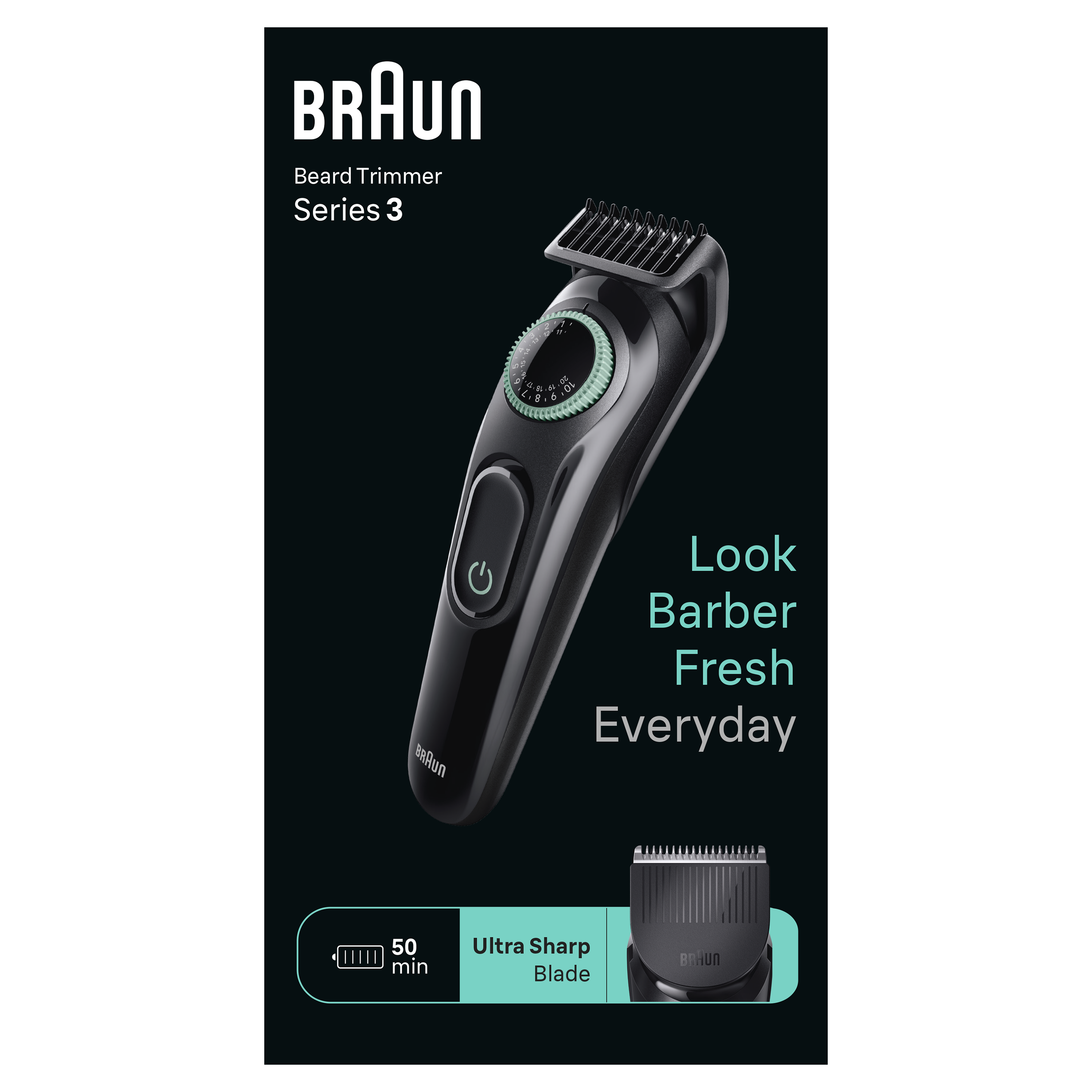 Braun Braun Beard Trimmer Series 3 BT3411, Trimmer For Men With 50-min Runtime