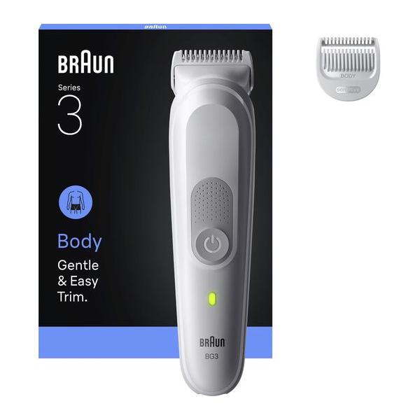 BRAUN Series 3 BG3500 Wet & Dry Body Groomer with Skinguard & Sensitive Trim  - Grey