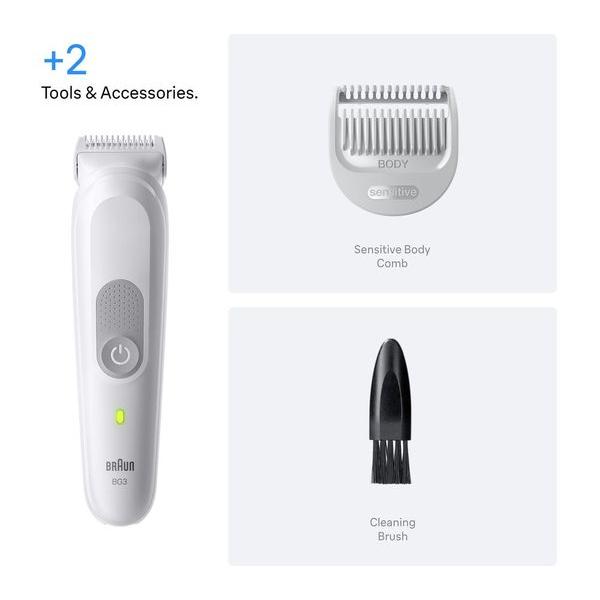 BRAUN Series 3 BG3500 Wet & Dry Body Groomer with Skinguard & Sensitive Trim  - Grey