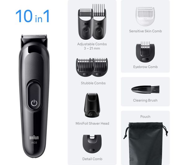 BRAUN Series 3 AIO3560 10-in-1 Trimmer - Black -Trimmer / Multi Groomer