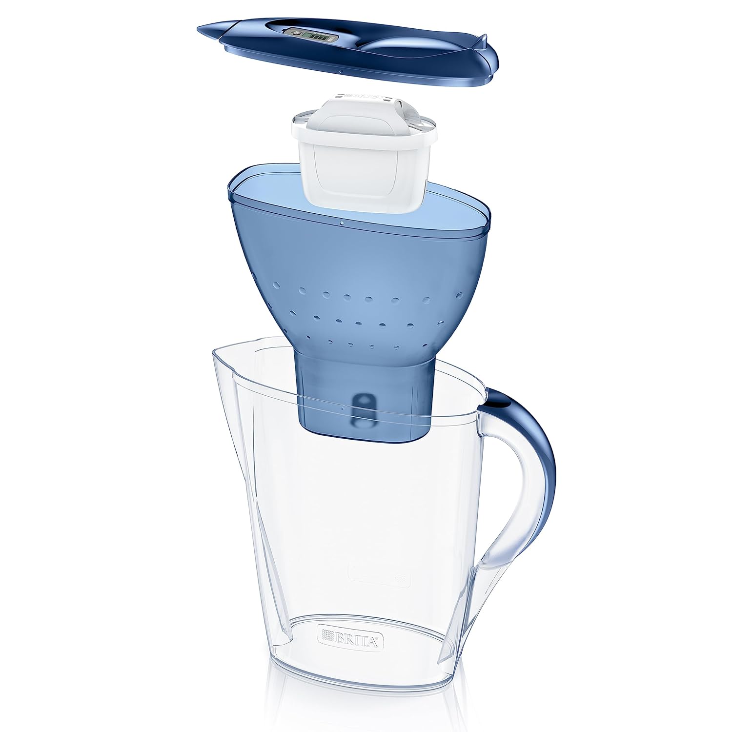 Brita Marella MAXTRA Pro Water Filter Jug - MicroFlow Technology - 2.4L, Blue with 3 Cartridge Refills