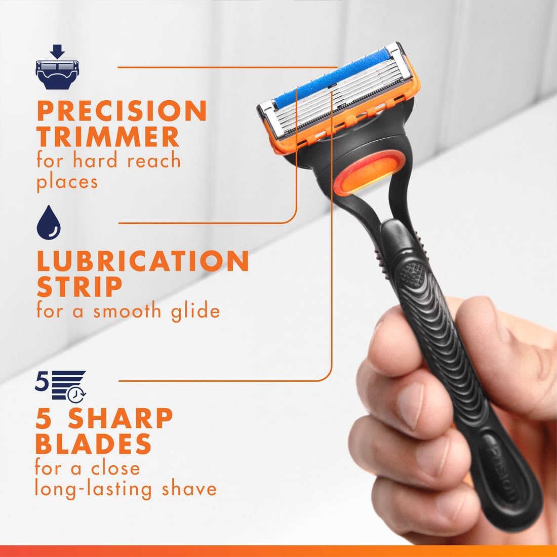 Gillette Fusion5 UCL Razor For Men, 1 Gillette Razor, 3 Replacement blades, Sensitive Shave Gel 200ml, UCL Washbag