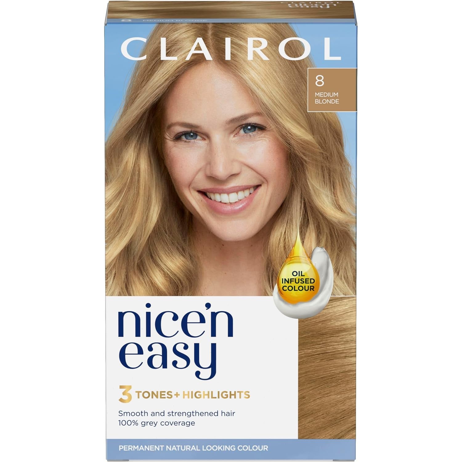 Clairol Nice N Easy Crème Natural Permanent Hair Dye - 8 Medium Blonde