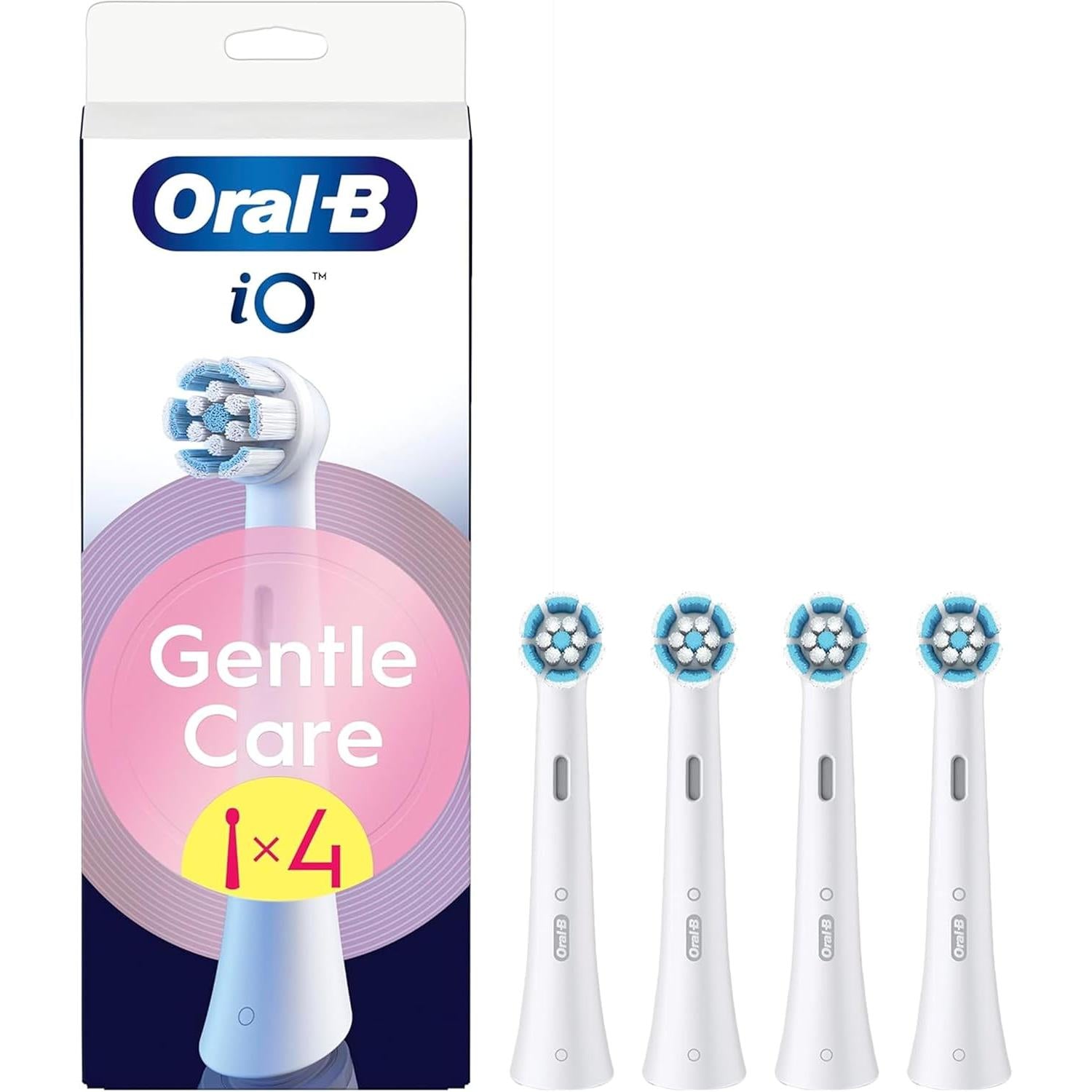 Oral-B iO 4pk Gentle Cleaning Toothbrush Heads , Soft Bristles for Sensitive Gums for Sensational Mouth Feeling - White