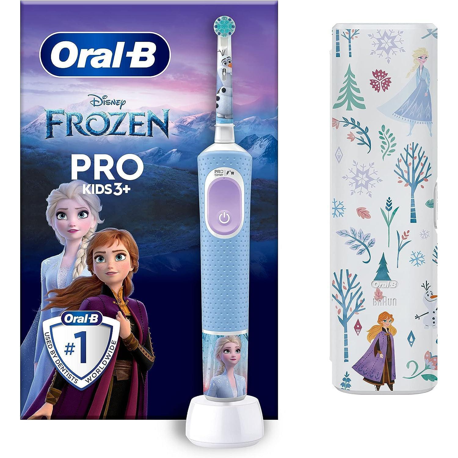 Oral-B Pro Frozen Kids Electric Toothbrush with Travel Case For Ages 3+ - Blue