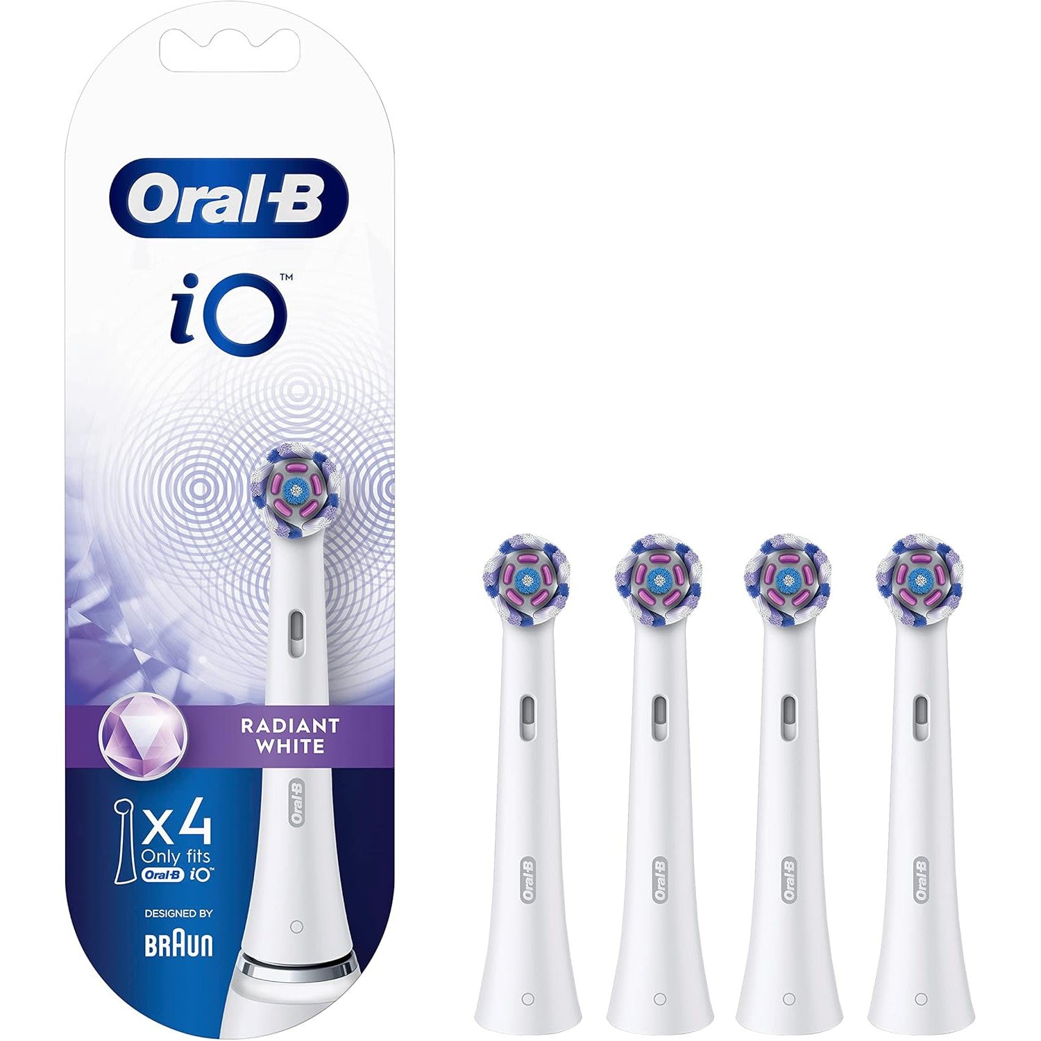 Oral-B iO 4pk Radiant White Replacement Toothbrush Heads for Sensational Mouth Feeling