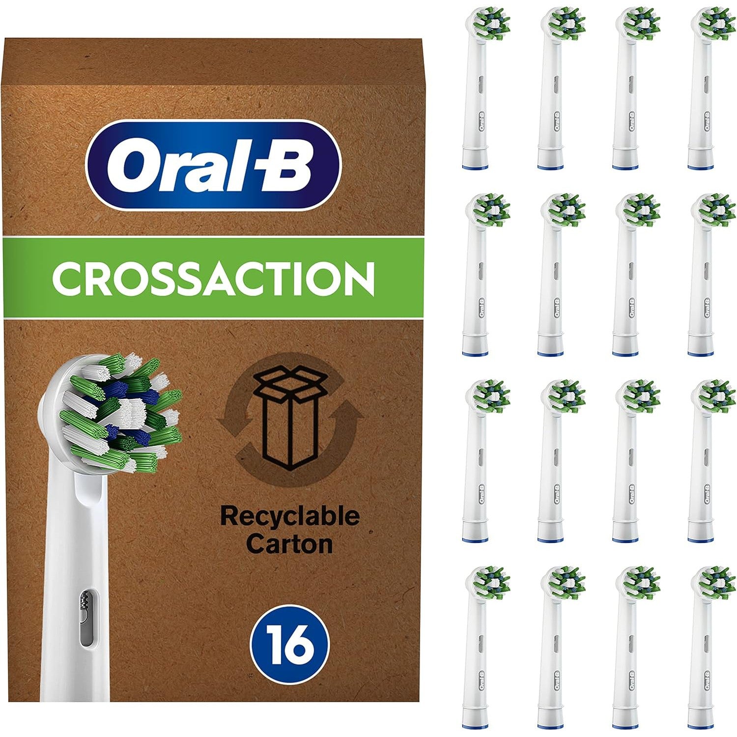 Oral-B Cross Action 16pk Cleanmaximiser Electric Toothbrush Heads ,Letter Box Packaging