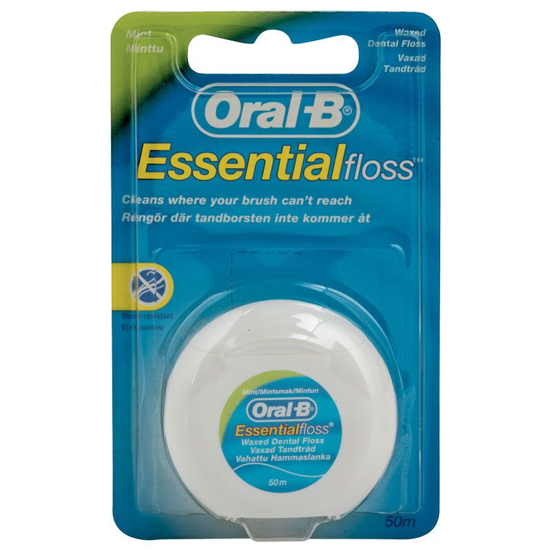 Oral B Essential Floss 50m Mint Waxed Dental Floss
