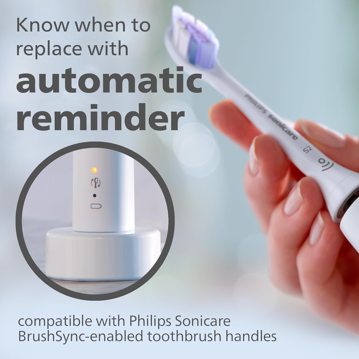 Philips Sonicare Brush Heads, S2 Sensitive Brush Head with Ultra-Soft bristles for Sensitive Teeth and Gums, White, 4-Pack, (Model HX6054/10)