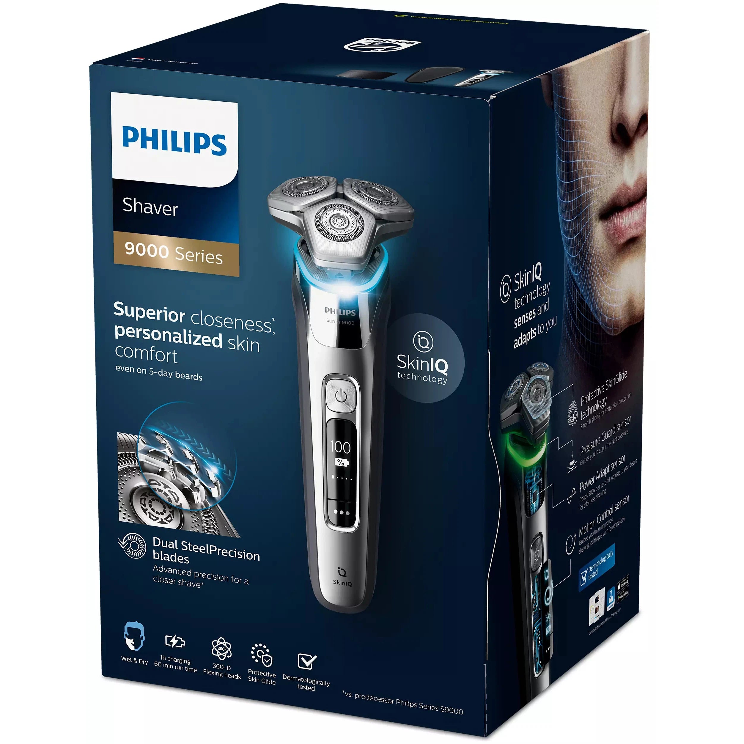 Philips Series 9000 Wet and Dry Electric Shaver S9985/50 with SkinIQ Technology