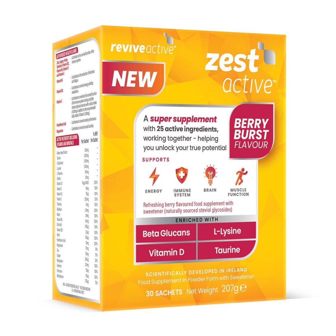 Revive Active Super Supplement Zest Active Berry Burst Flavour 30 day pack