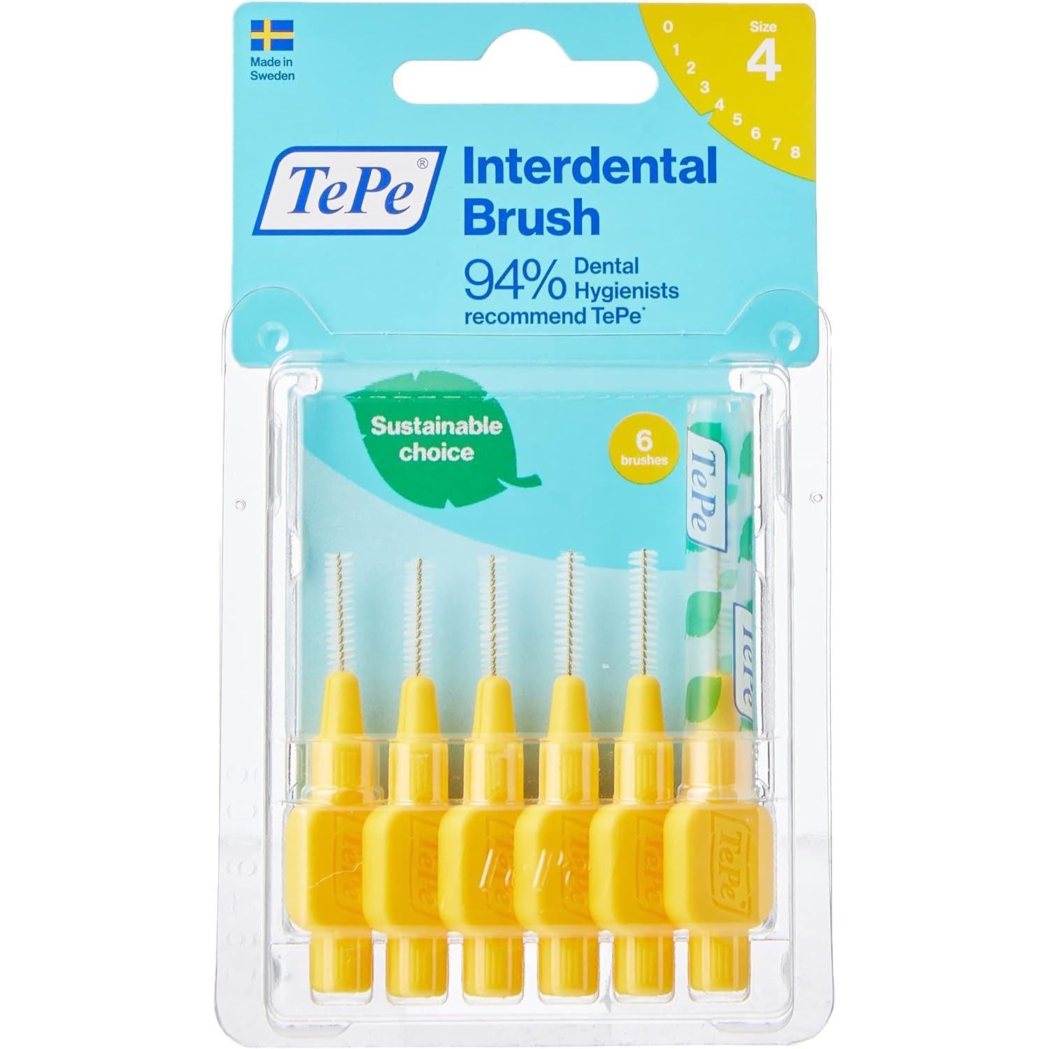 Tepe 0.7 mm Interdental Yellow Brushes - Pack of 6