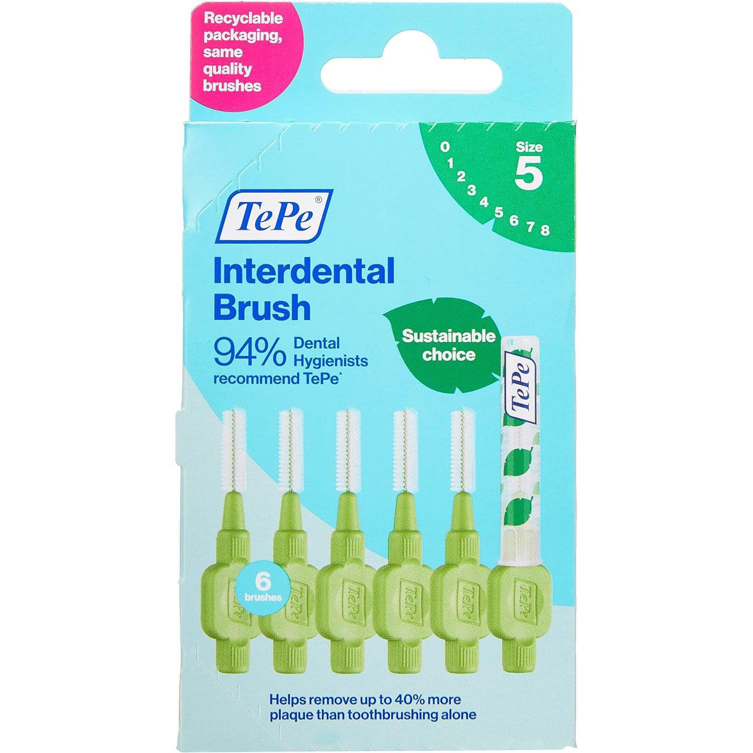 Tepe 0.8 mm Interdental Green Brushes - Pack of 6