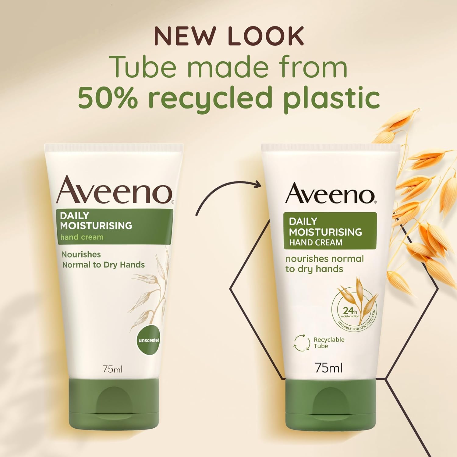 Aveeno Daily Moisturising Hand Cream, With Nourishing Oat, Suitable For Sensitive Skin, 75ml