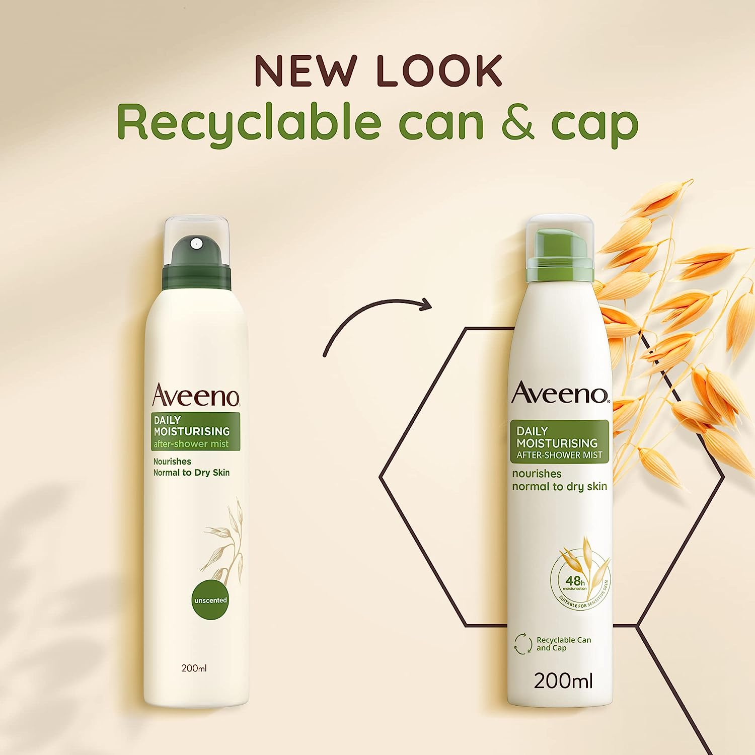 Aveeno Daily Moisturising After-Shower Mist, Formulated with Oats, Suitable For Sensitive Skin,200ml