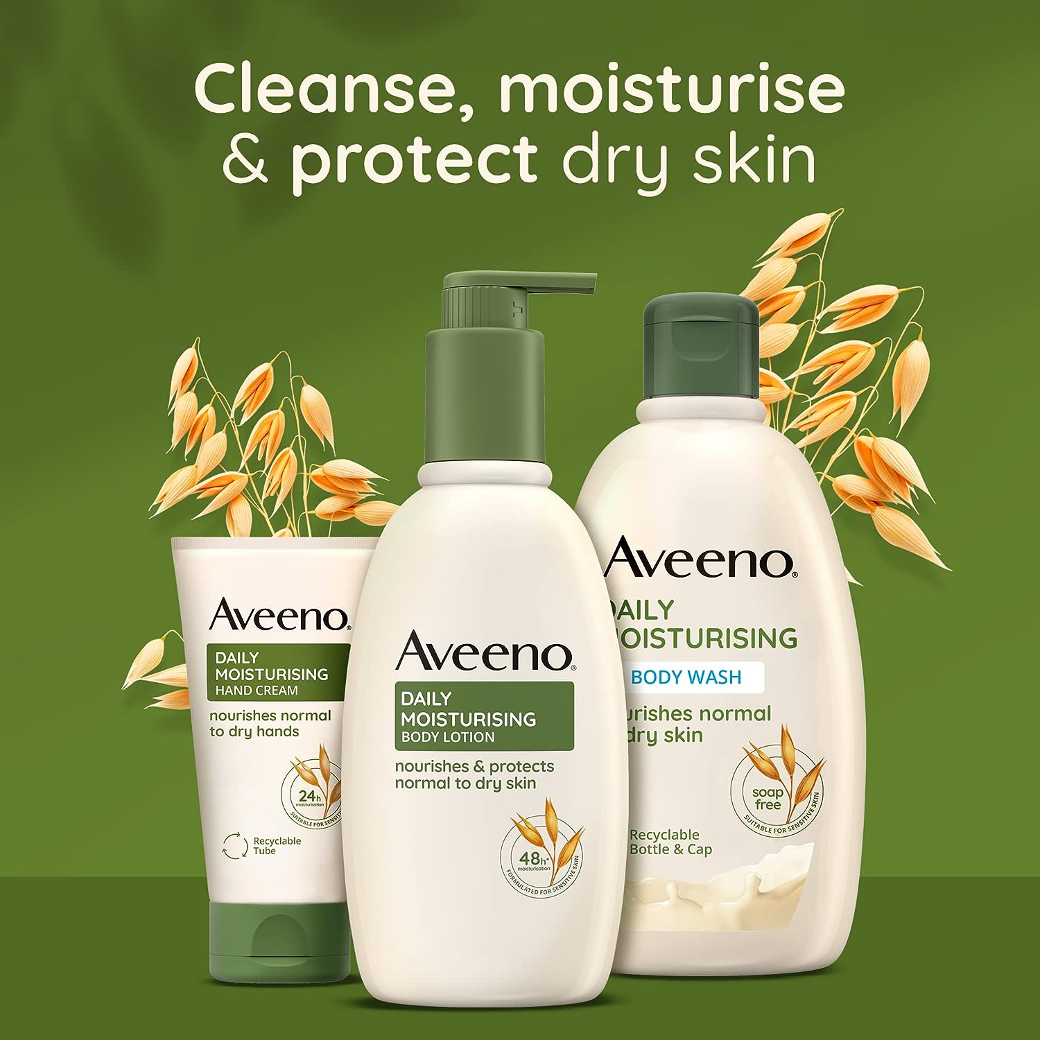 Aveeno Daily Moisturising Lotion For Normal to Dry Skin Care - Prebiotic Oatmeal and Glycerin 24 Hours 300 ml