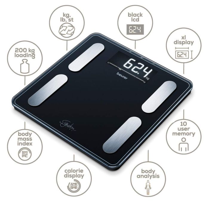 Beurer BF 400 Signature Line Smart bathroom scales Digital Weight range=200 kg Black