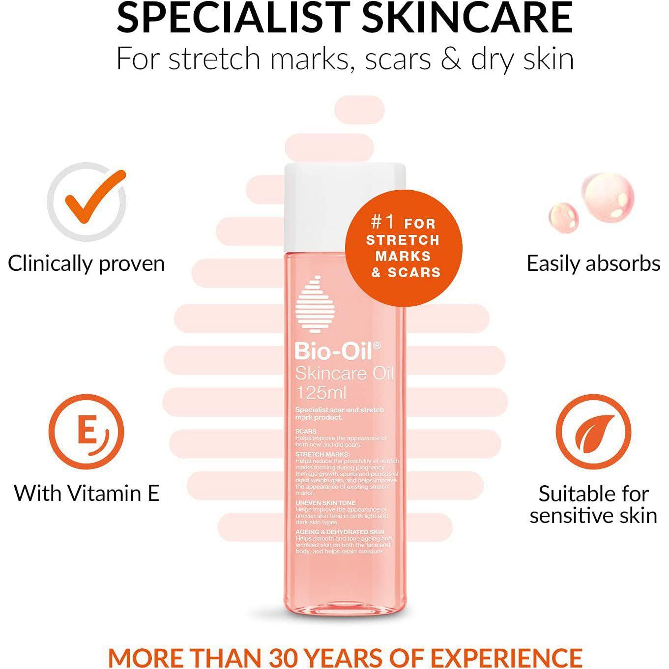 Bio-Oil Skincare Oil 125ml - Improve the Appearance of Scars, Stretch Marks and Skin Tone ,125 ml