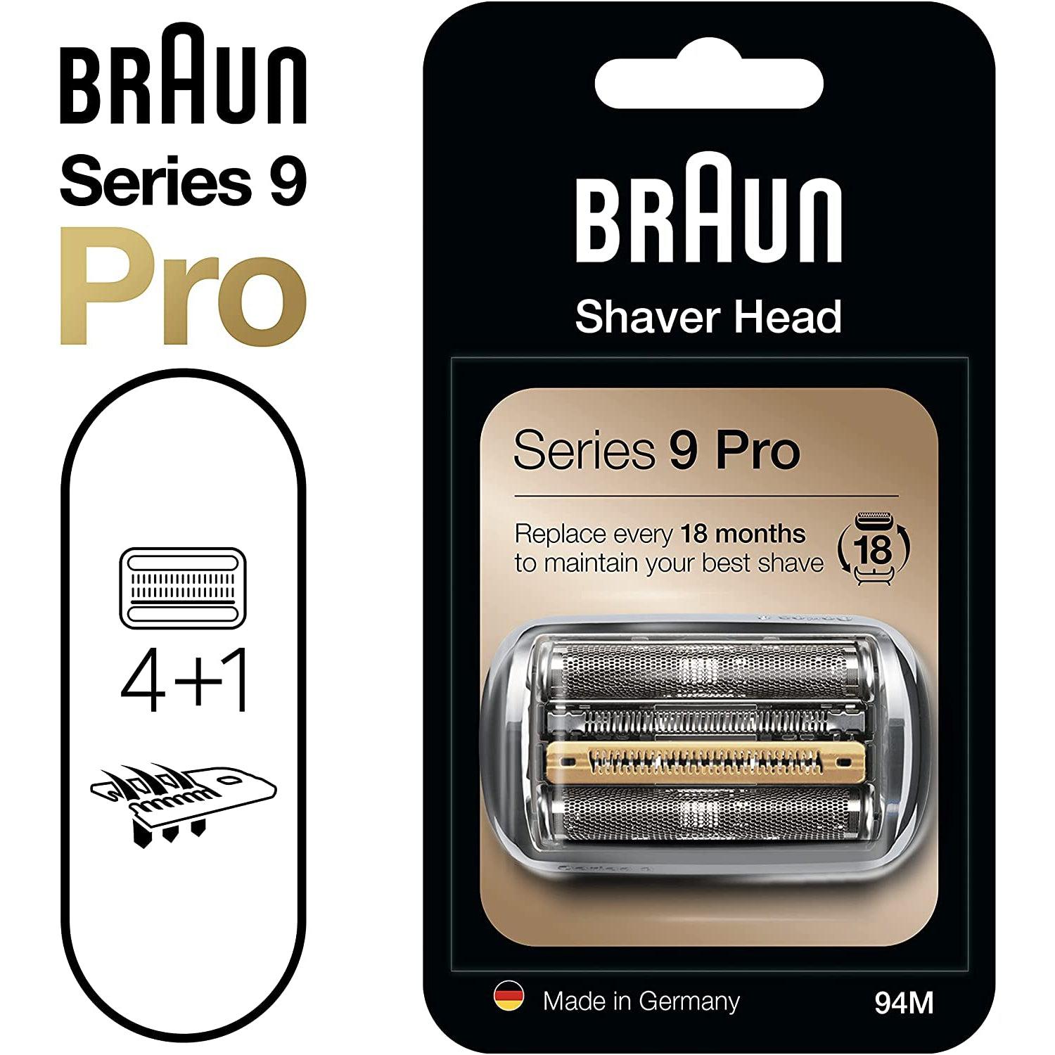 Braun 94M Replacement Shaver Head Cassette Silver Compatible with Series 9 Pro and Series 9 Razors