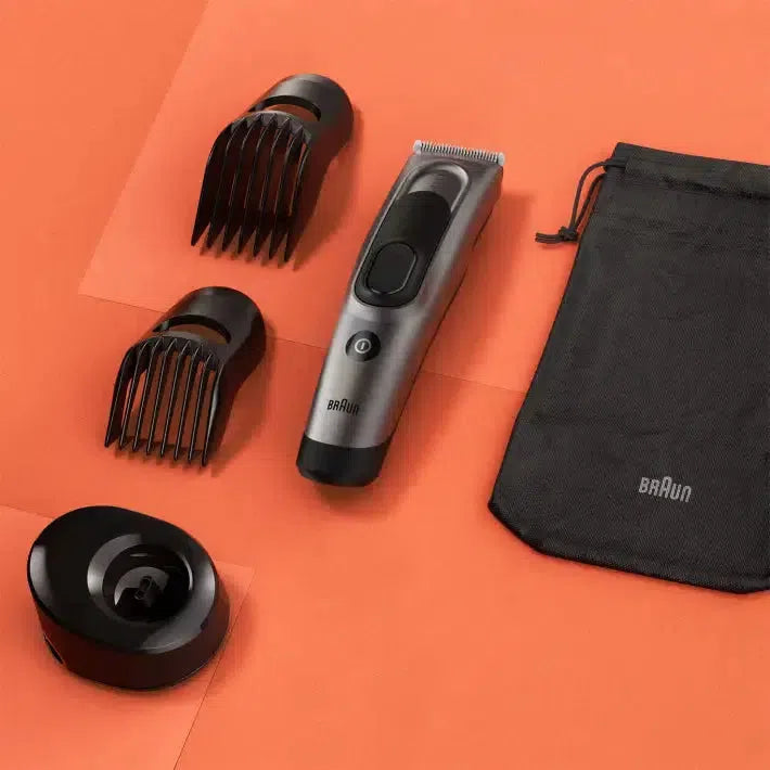 Braun Hair Clipper Series 7 HC7390 with 17 Length Settings, 2 combs, Charging Stand & Pouch