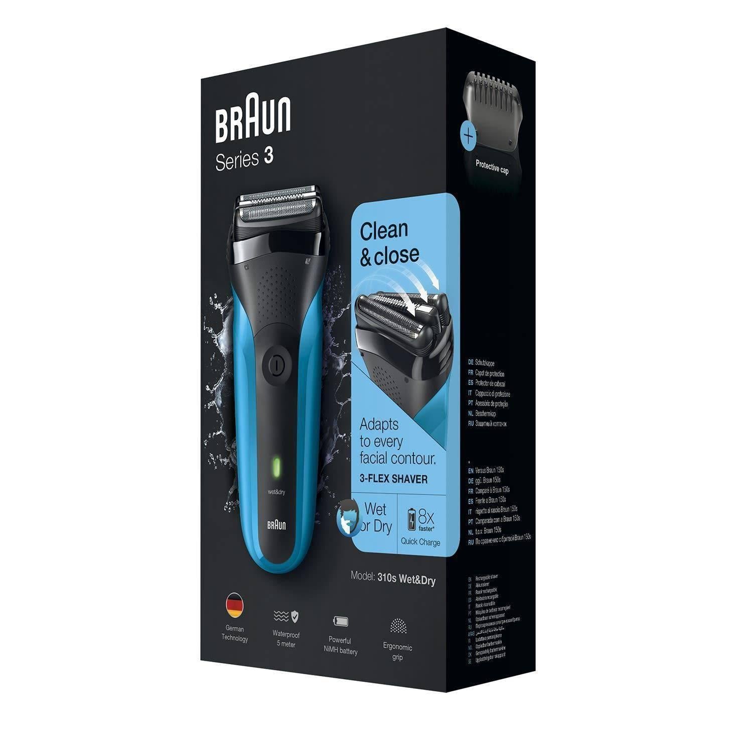 Braun Men's Series 3 310s Wet & Dry Electric Shaver w/ Protective Cap - Blue - Healthxpress.ie