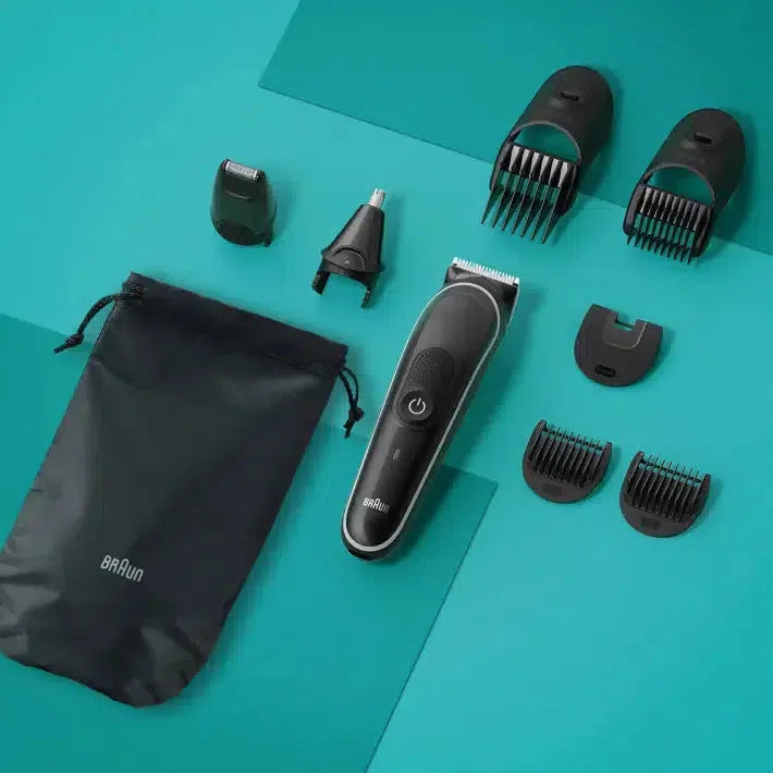 Braun 8-in-1 Style Kit Series 3 MGK3440 Beard & Hair Styling . With 80min Runtime + Pouch, Grey