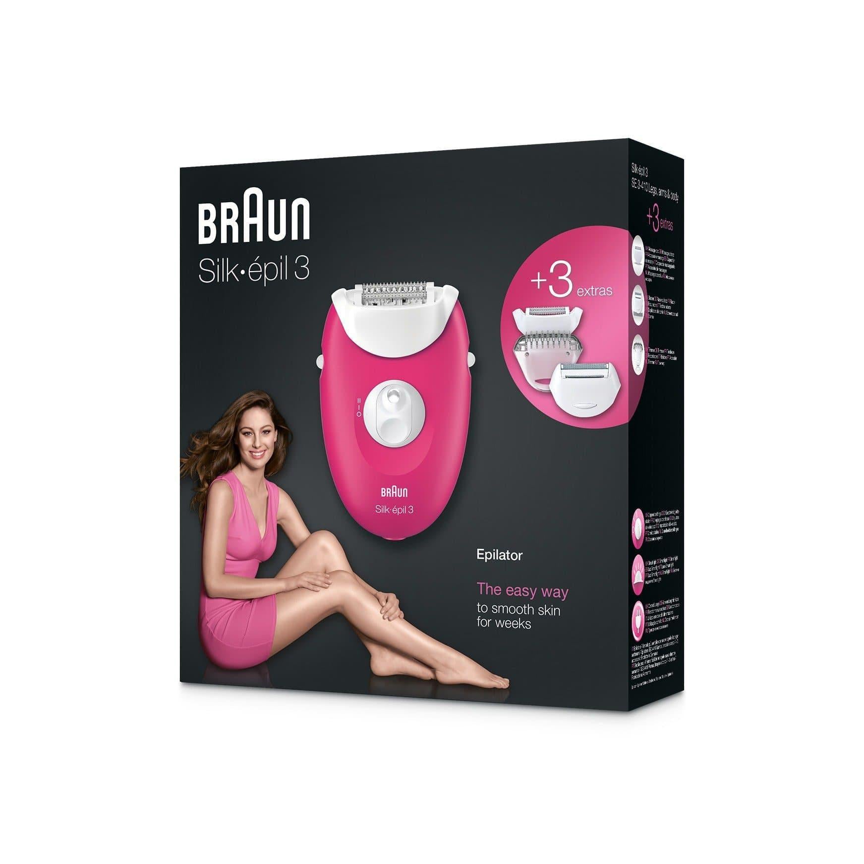 Braun Women's Silk-épil 3 3-410 Epilator with 3 Extras - 20-Tweezer System - Healthxpress.ie