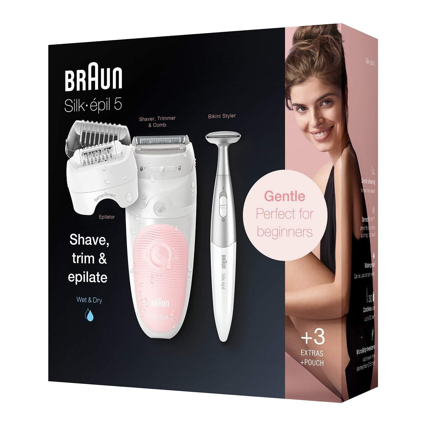 Braun Women's Silk-Epil 5-820 Wet and Dry Epilator with 4 Extras & Bikini Styler - Healthxpress.ie