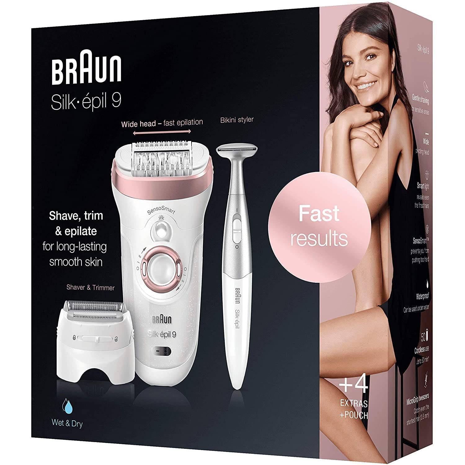 Braun Women's Silk-épil 9 SensoSmart 9/890 Wet and Dry Epilator with 4 Extras - Healthxpress.ie
