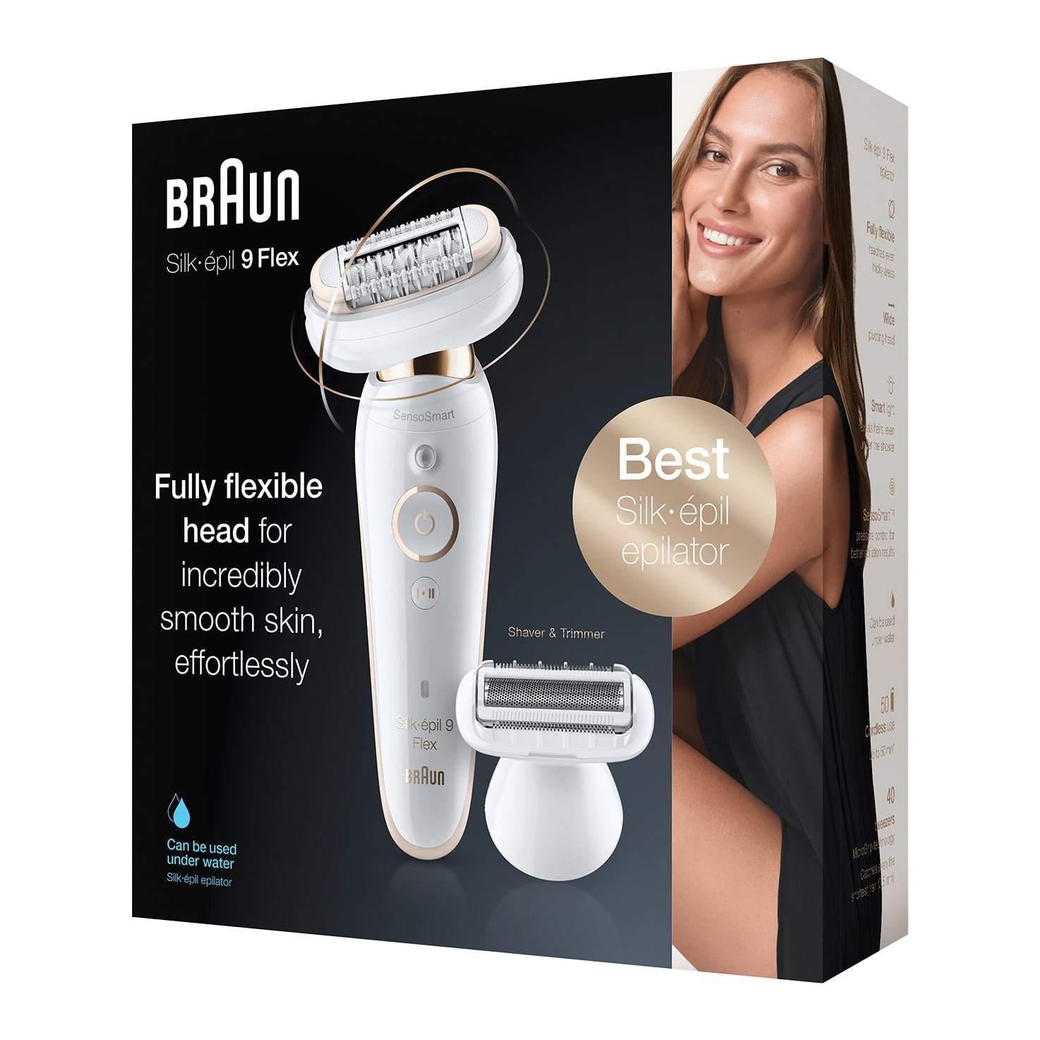 Braun Women's Silk-Epil 9002 Flex Wet & Dry Epilator - with 4 Extras - White - Healthxpress.ie