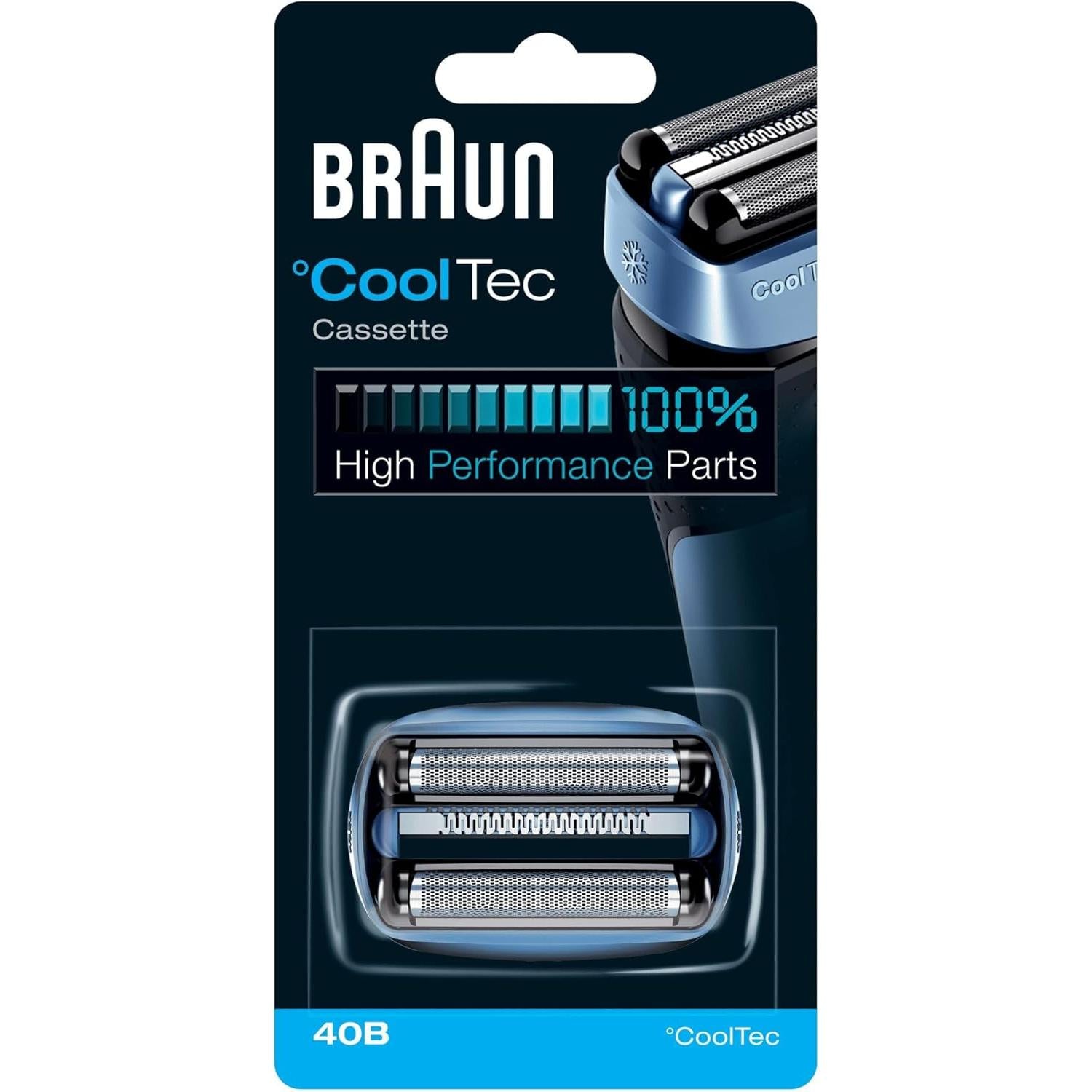 Braun 40B CoolTec Electric Shaver Replacement Cassette - Compatible with All CoolTec Electric Shavers