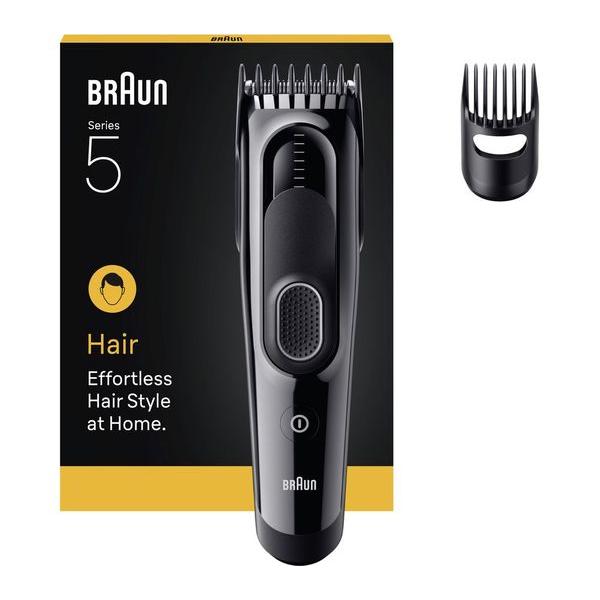 BRAUN Series 5 HC5510 Hair Clipper - Black with 9 Length Settings & 1 Comb