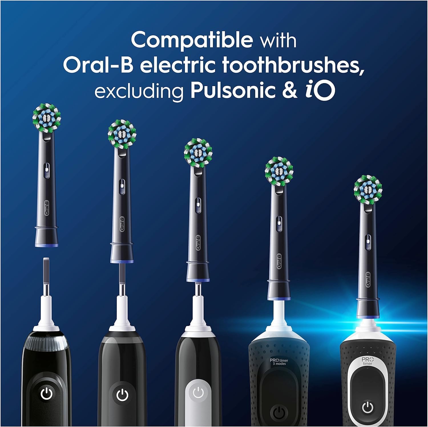 Oral-B Pro Cross Action 4pk Replacement Toothbrush Head, X-Shape and Angled Bristles for Deeper Plaque Removal - Black