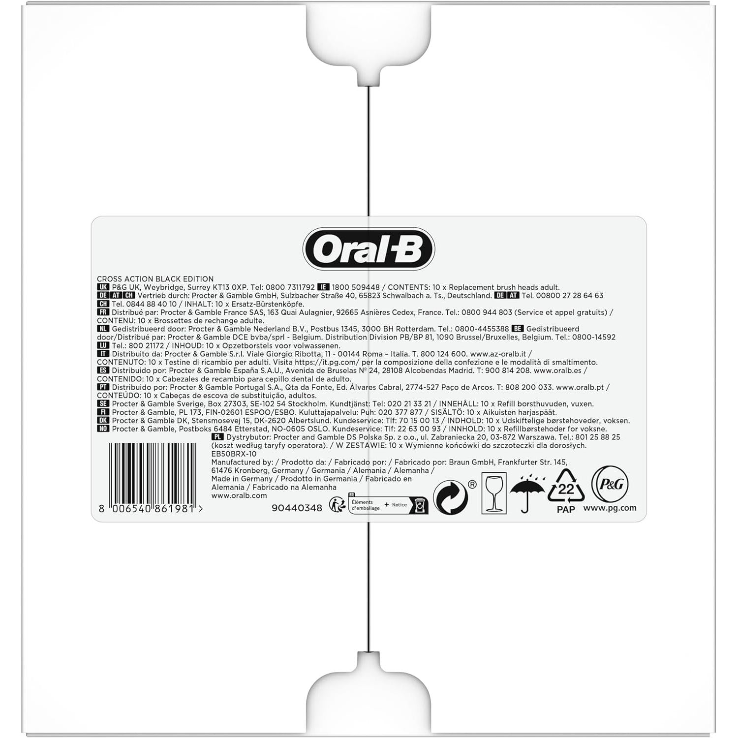 Oral-B Pro Cross Action Black 10pk Toothbrush Heads - Eco Pack