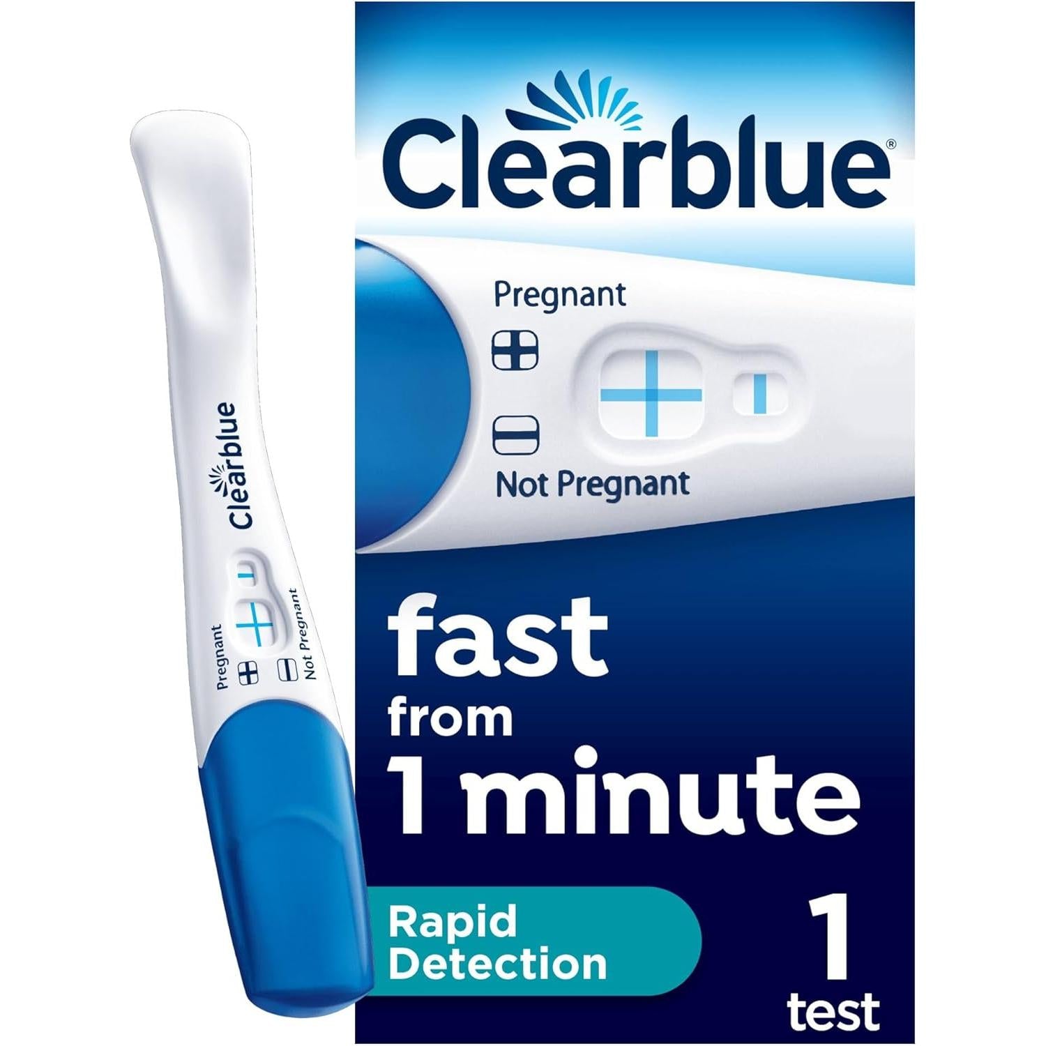 Clearblue Pregnancy Test, Rapid Detection, Result As Fast As 1 Minute, 1 Test, Easy at Home Testing, Packaging May Vary