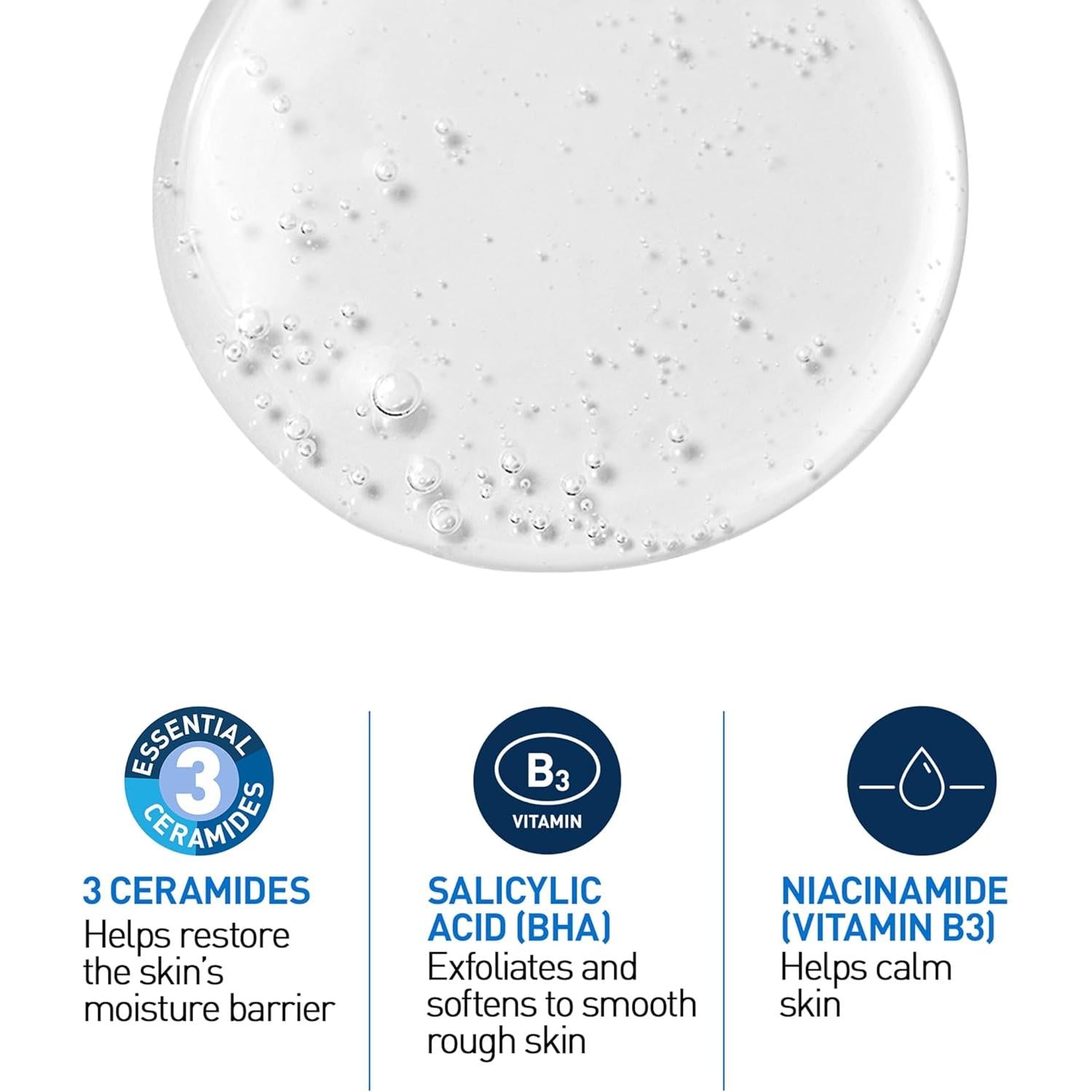 CeraVe SA Smoothing Cleanser with Salicylic Acid for Dry, Rough & Bumpy Skin 236ml, 3 Essential Ceramides, Fragrance-Free