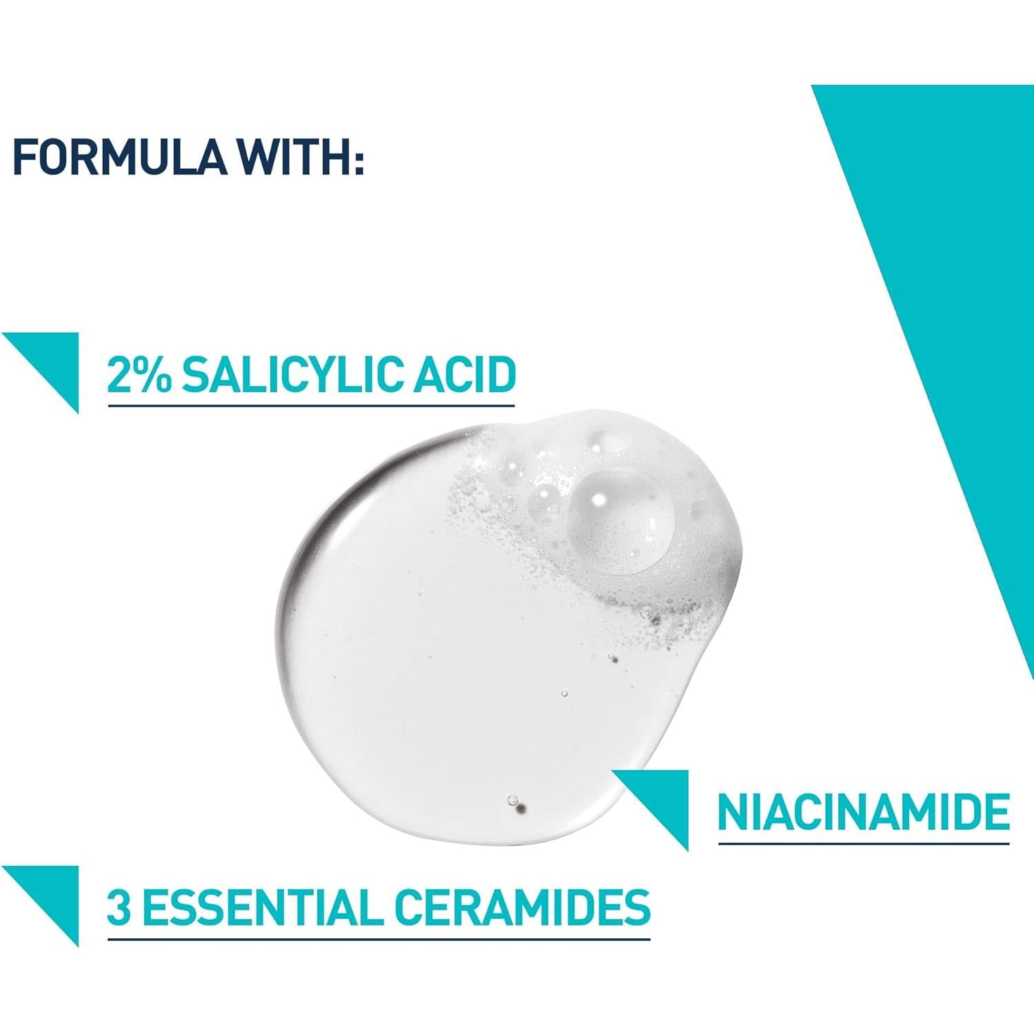 CeraVe Blemish Control Face Cleanser With 2% Salicylic Acid, Niacinamide, 3 Essential Ceramides, Hectorite Clay, Fragrance Free, 473ml