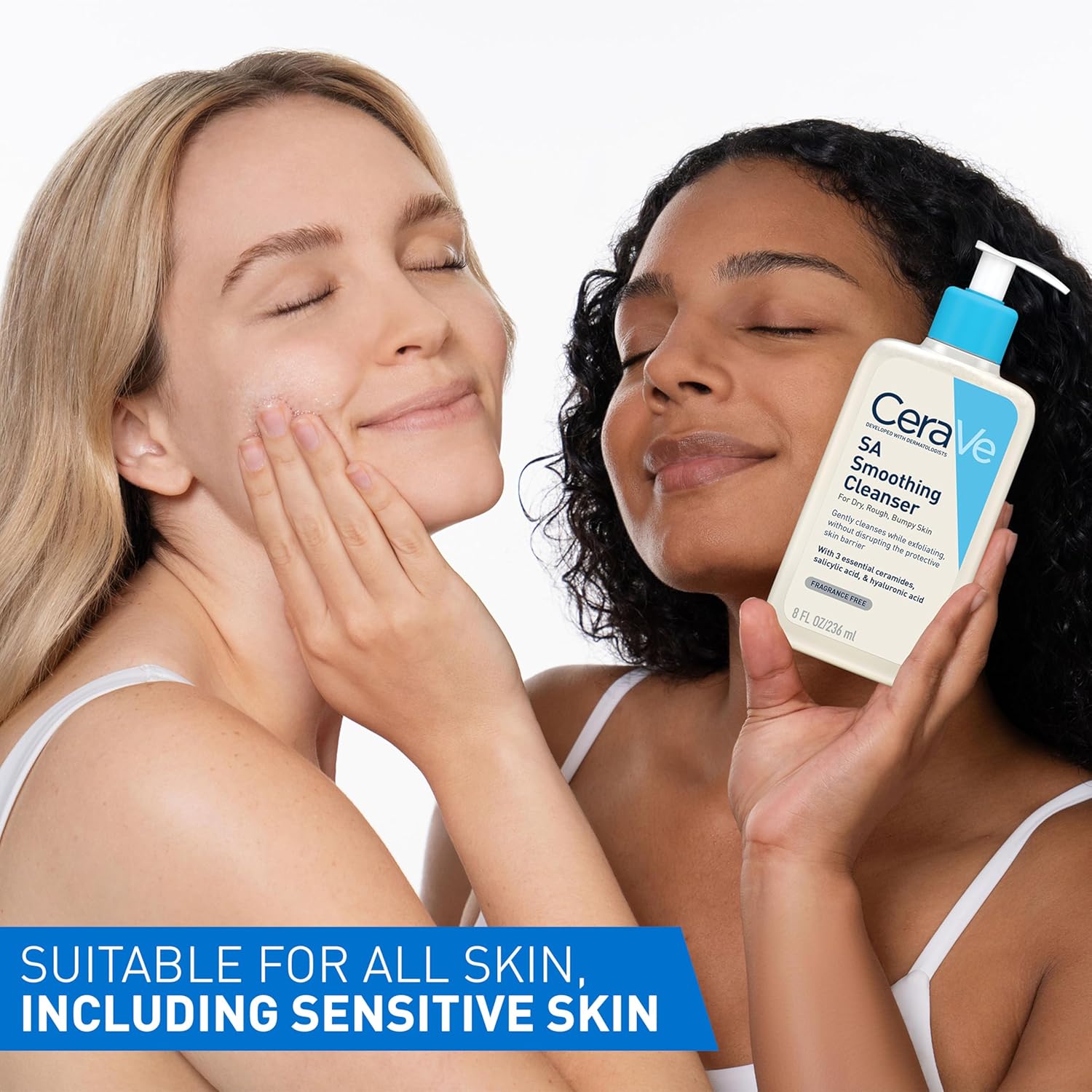 CeraVe SA Smoothing Cleanser with Salicylic Acid for Dry, Rough & Bumpy Skin 473ml, 3 Essential Ceramides, Fragrance-Free