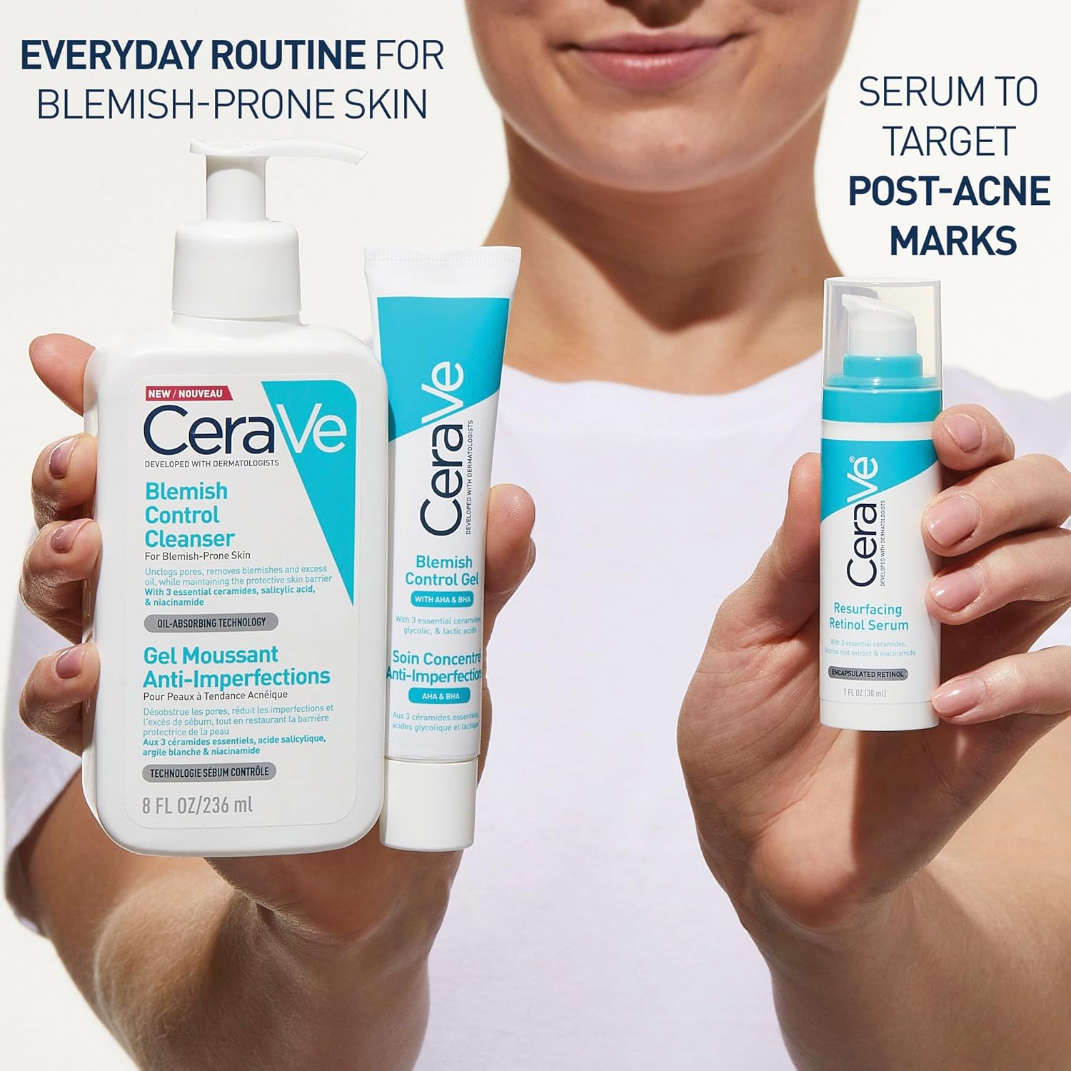 CeraVe Resurfacing Retinol Serum with Ceramides & Niacinamide for Blemish-Prone Skin 30ml, 3 Essential Ceramides, Dermatological Skincare, Hyaluronic Acid