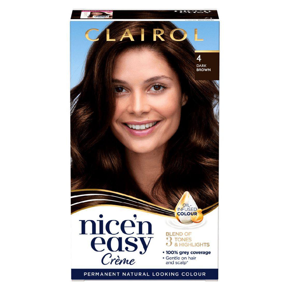 Clairol Nice N Easy Crème Natural Looking Permanent Hair Dye - 4 Dark Brown - Healthxpress.ie