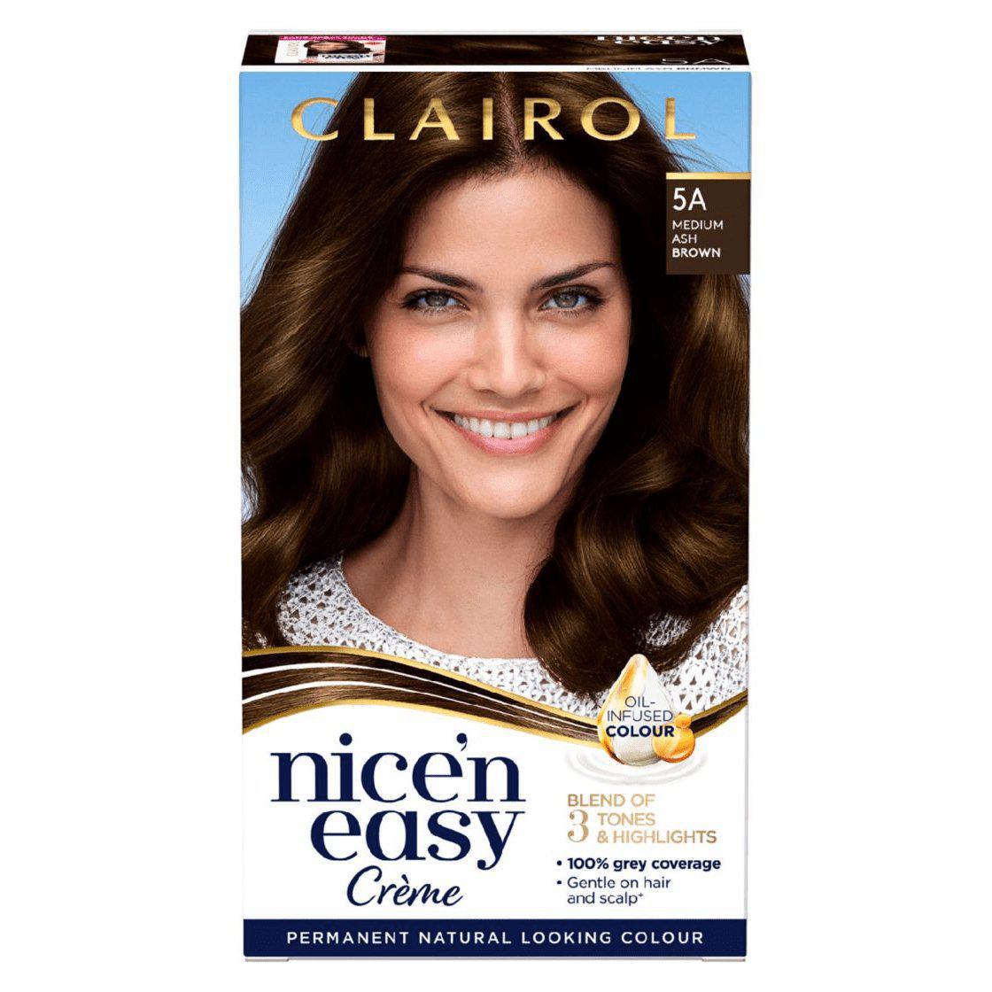 Clairol Nice N Easy Crème Natural Permanent Hair Dye - 5A Medium Ash Brown - Healthxpress.ie