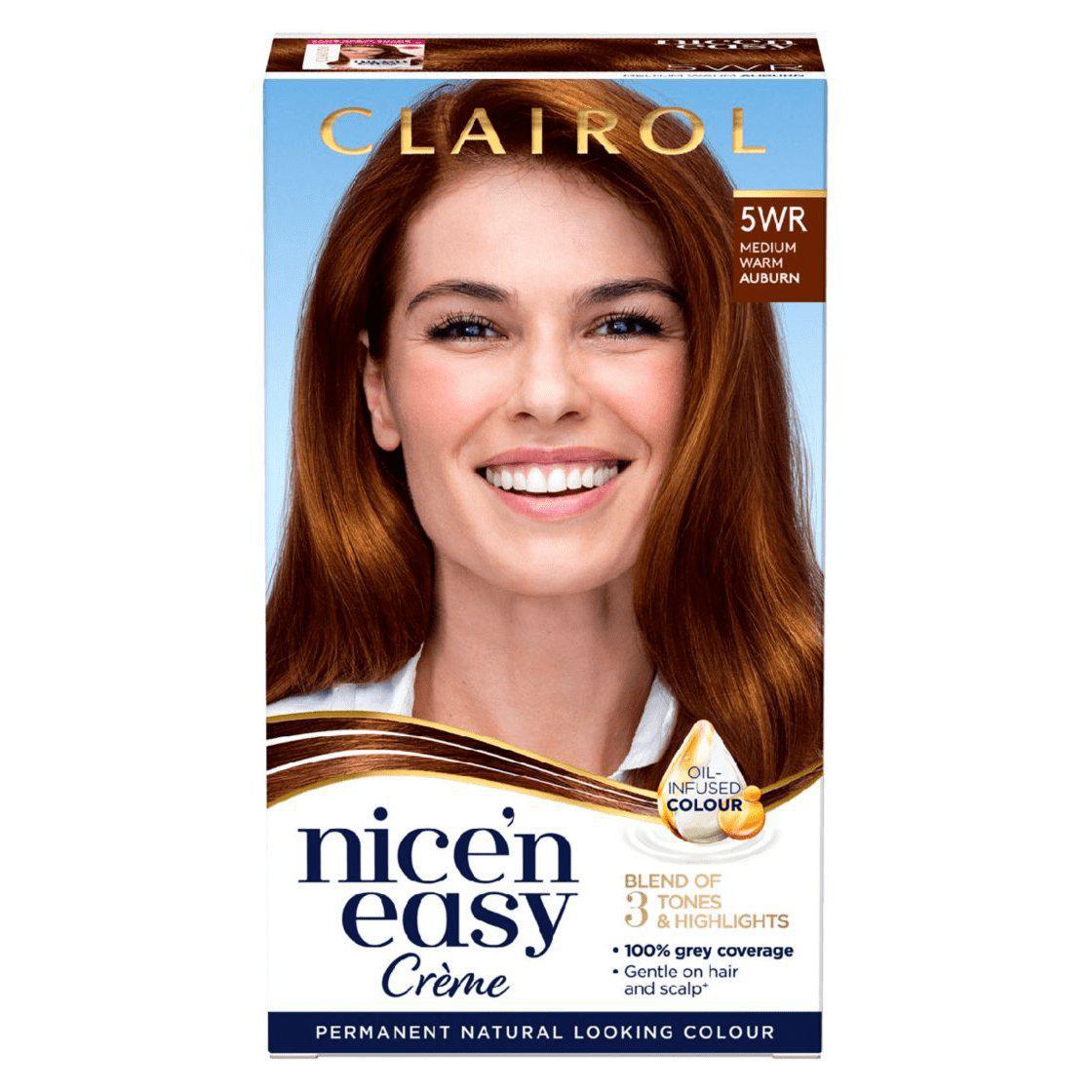 Clairol Nice N Easy Crème Natural Permanent Hair Dye - 5WR Medium Warm Auburn - Healthxpress.ie