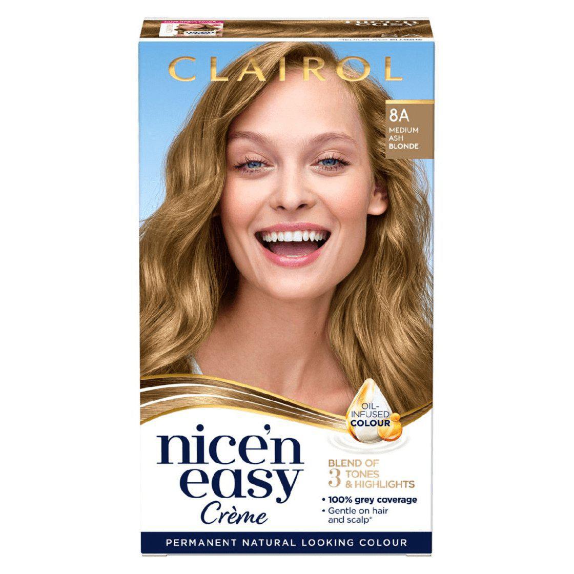 Clairol Nice N Easy Crème Natural Permanent Hair Dye - 8A Medium Ash Blonde - Healthxpress.ie