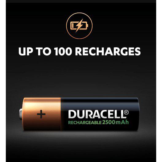 Duracell 2500mAh Stay Charged Premium AA Rechargeable Battery - Pack of 4