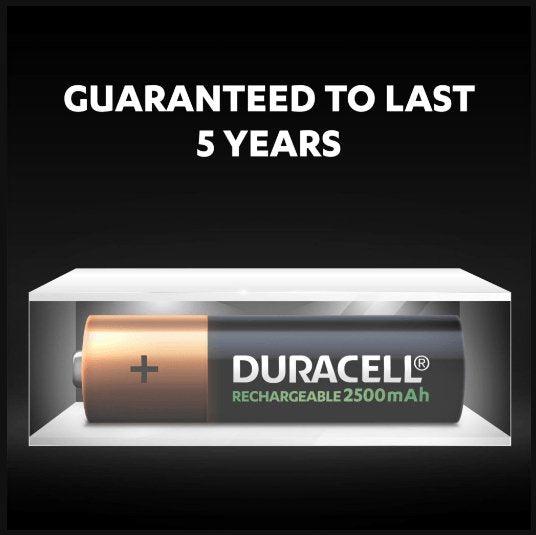 Duracell 2500mAh Stay Charged Premium AA Rechargeable Battery - Pack of 4