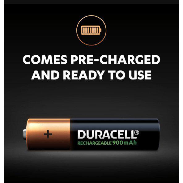 Duracell 900mAh Stay Charged Premium AAA Rechargeable Battery - Pack of 4 - Healthxpress.ie