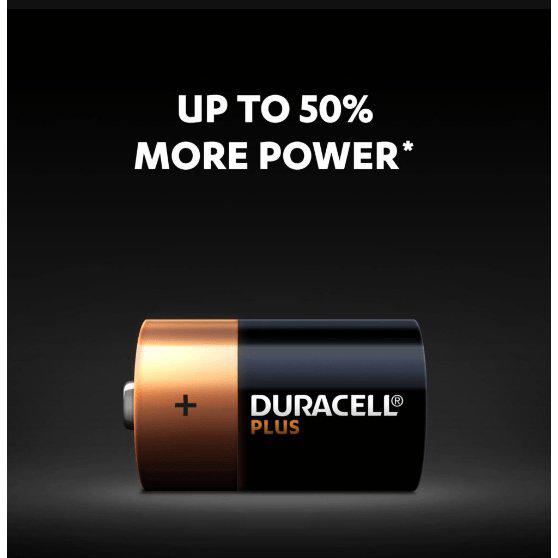 Duracell Plus Power Alkaline D Battery - Lasts Up to 50% Longer - Pack of 2 - Healthxpress.ie