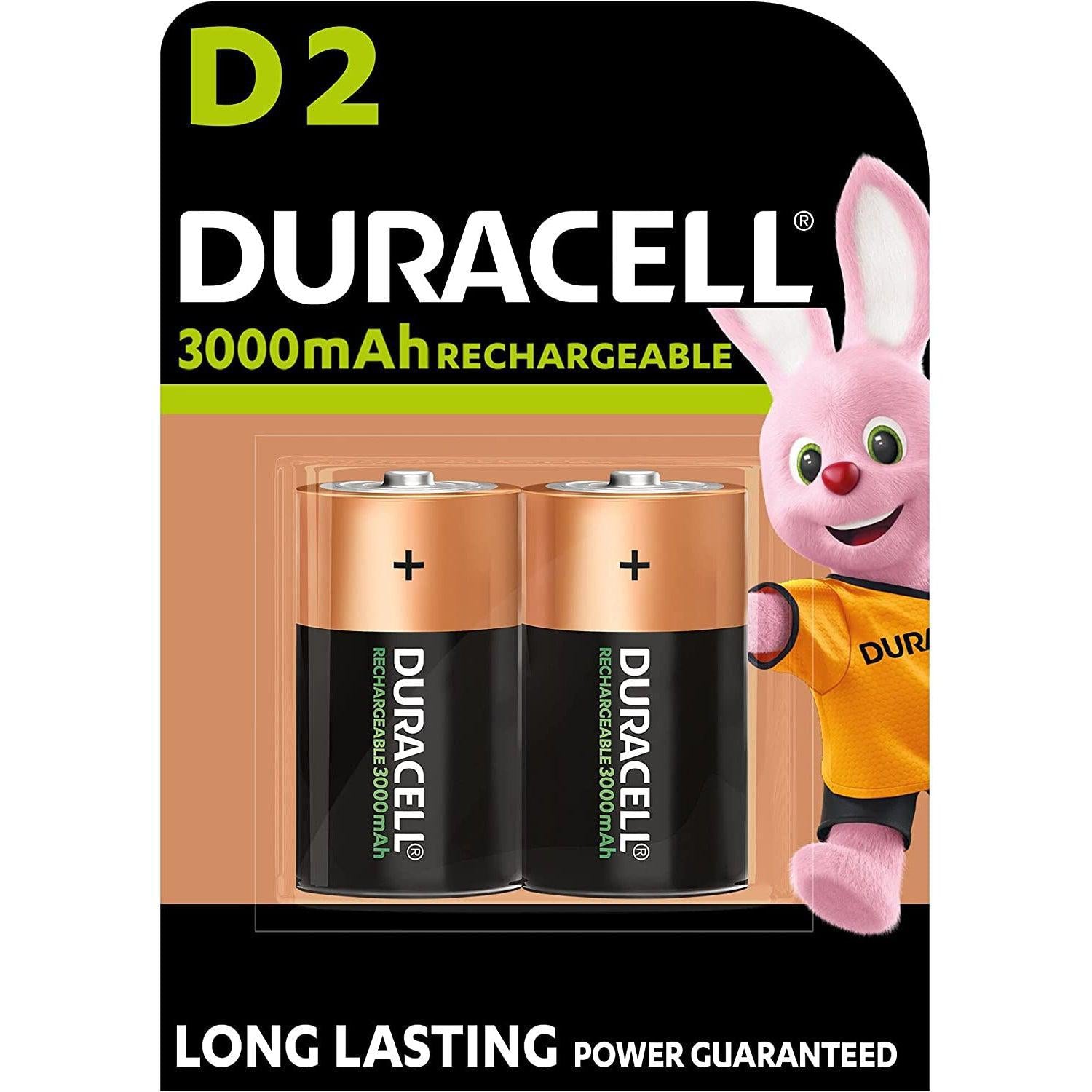 Duracell Rechargeable D 3000 mAh Batteries, pack of 2 - Healthxpress.ie
