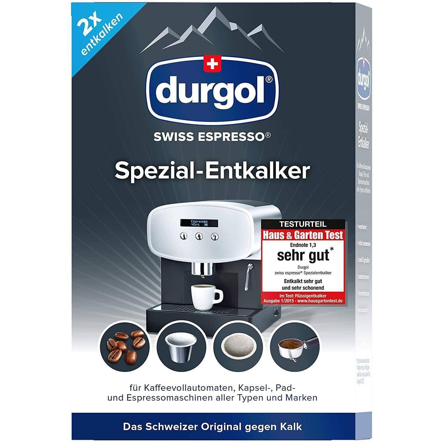 Durgol Swiss Espresso Special Descaler for All Coffee Machines - 125ml, 2 Pack