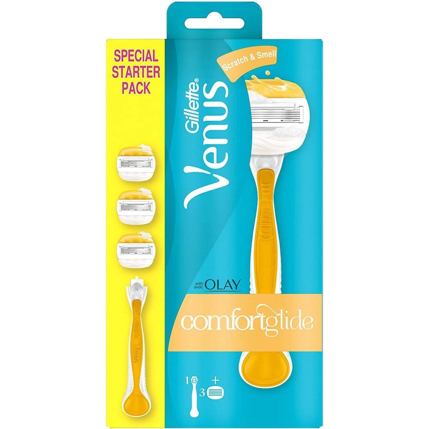 Gillette Venus ComfortGlide with Olay Razor Starter Pack - 5 Blades, Round Head